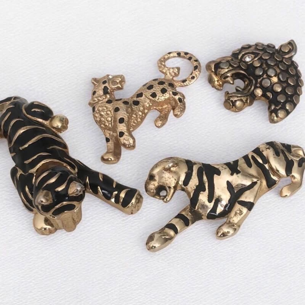 4-Piece Big Cat Brooch Lot